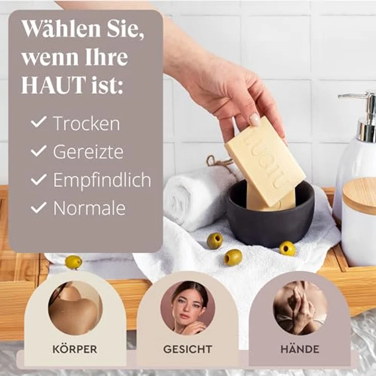 lubiu Ziegenmilchseife, 100g Handgemachte Naturseife für Gesicht, Körper und Hände, feuchtigkeitsspendend, ideal für empfindliche Haut – Bild 4