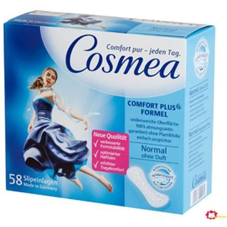 COSMEA Slipeinlagen Normal ohne Duft Damenbinden Comfort Plus lange Körperform-Slipeinlagen für optimalen Schutz 58 Stück – Bild 2