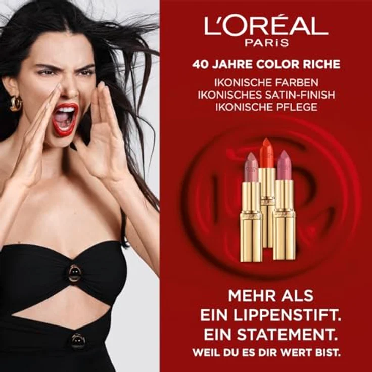 L'Oréal Paris Color Riche Satin Nude Lippenstift, seidiges Finish, 12 Stunden Feuchtigkeit, 75% pflegende Inhaltsstoffe, Farbe: 1980 Lambre, 4 g – Bild 2