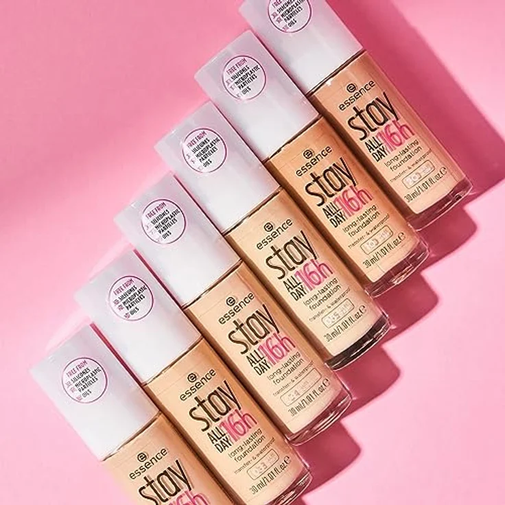 essence cosmetics stay ALL DAY 16h long-lasting Foundation, Make Up, wischfest, wasserfest, Nr. 10 Soft Beige, nude, langanhaltend, mattierend, weichzeichnend, matt, vegan, ölfrei, wasserfest (30ml) – Bild 5