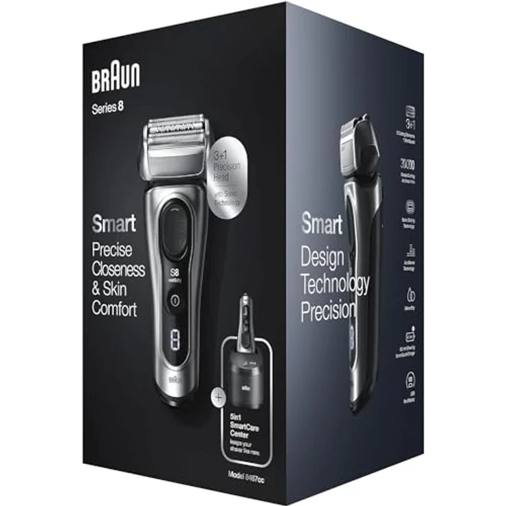 Braun Gesichtshaarrasierer Series 8, 8467cc System wet&dry, SmartClick-Präzisionstrimmer, hergestellt in Deutschland – Bild 13