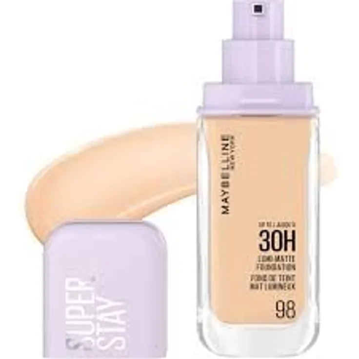 Maybelline New York Super Stay Lumi Matte Foundation 098, Gesichtsgrundierung mit leuchtmattem Effekt, 35ml, mittlere bis volle Deckung, bis zu 30 Stunden Halt