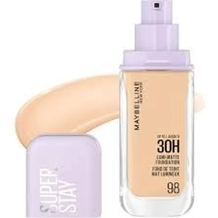 Maybelline New York Super Stay Lumi Matte Foundation 098, Gesichtsgrundierung mit leuchtmattem Effekt, 35ml, mittlere bis volle Deckung, bis zu 30 Stunden Halt