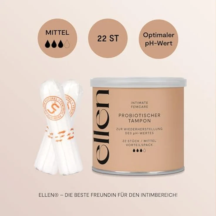 ellen® Probiotische Tampons Normal, 22 Stück - Tampons mit Milchsäurebakterien für vaginale Gesundheit, chlorfrei gebleicht – Bild 5