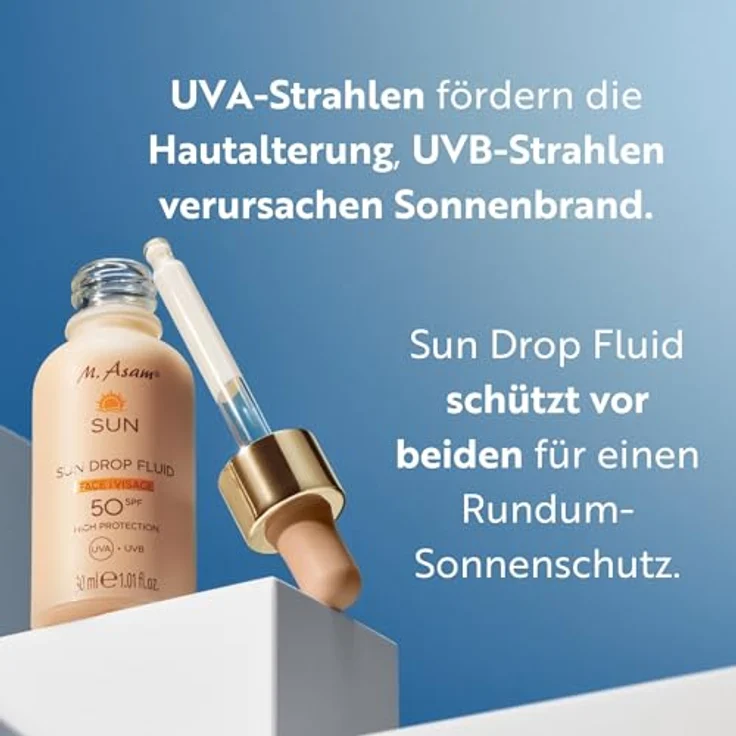 M. Asam SUN Drop Fluid LSF 50, Pflegendes Sonnenschutzserum fürs Gesicht mit Aloe Vera & Hyaluron, vegan, 30 ml – Bild 5