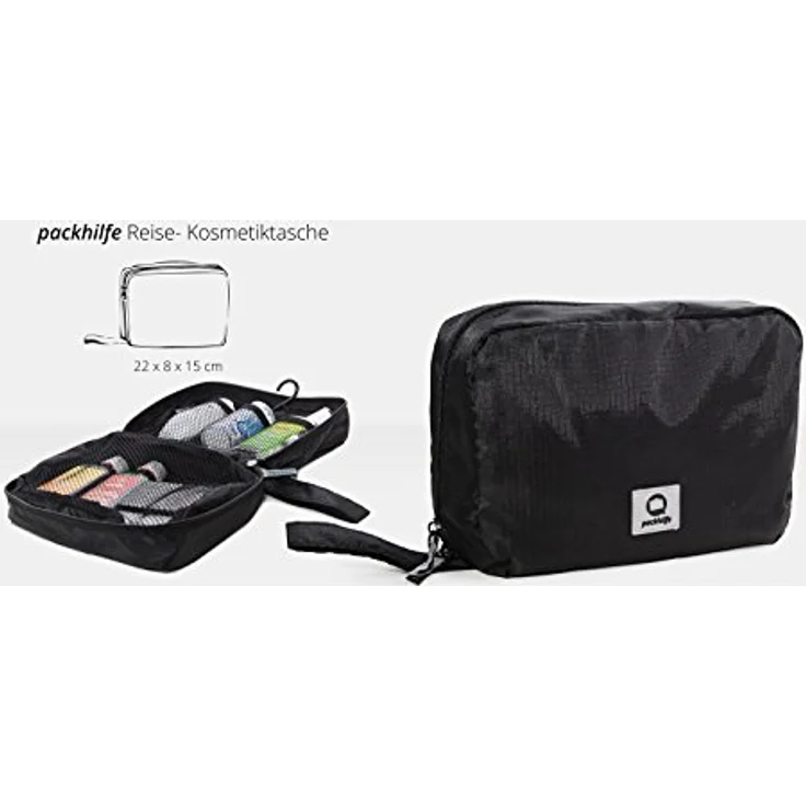 HAUPTSTADTKOFFER - Packhilfe - Reise Kosmetiktasche, Kosmetik-Organizer, Reisetasche für Reisekosmetik, Schwarz – Bild 2