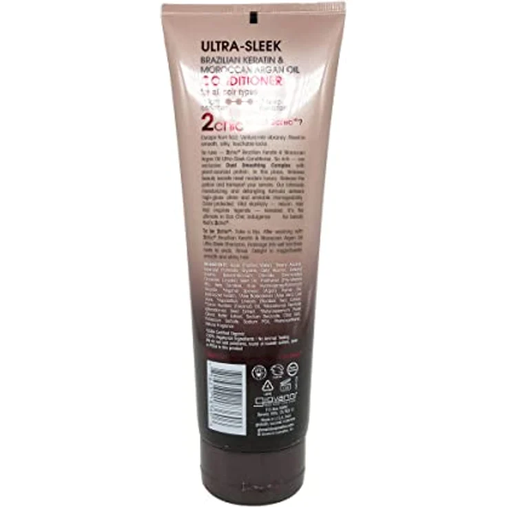 Giovanni 2chic Ultra-Sleek Conditioner, 250ml, mit Keratin und Arganöl für Glätte und Glanz – Bild 4