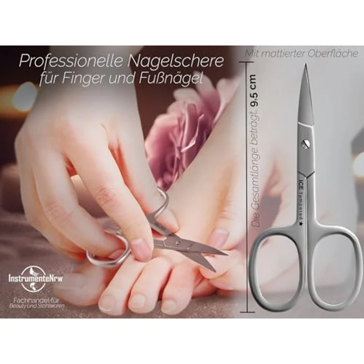 InstrumenteNrw Nagelschere gebogen, Edelstahl rostfrei mit scharfer und präziser Schnittfläche, 9,5 cm für Maniküre und Pediküre – Bild 2