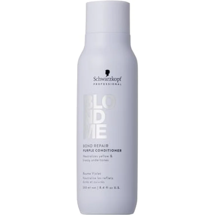 Schwarzkopf Professional BLONDME Bond Repair Purple Conditioner 250 ml, Neutralisiert Gelbtöne, Tiefenwirksam Pflegend Und Entwirrend, Für Blondes Haar – Bild 1