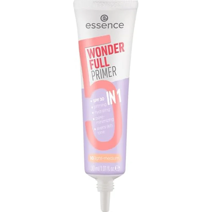 essence WONDER FULL tönender Primer 5 in 1, Farbton 10 Light Medium, 30 ml für glatte und hydratisierte Haut – Bild 1