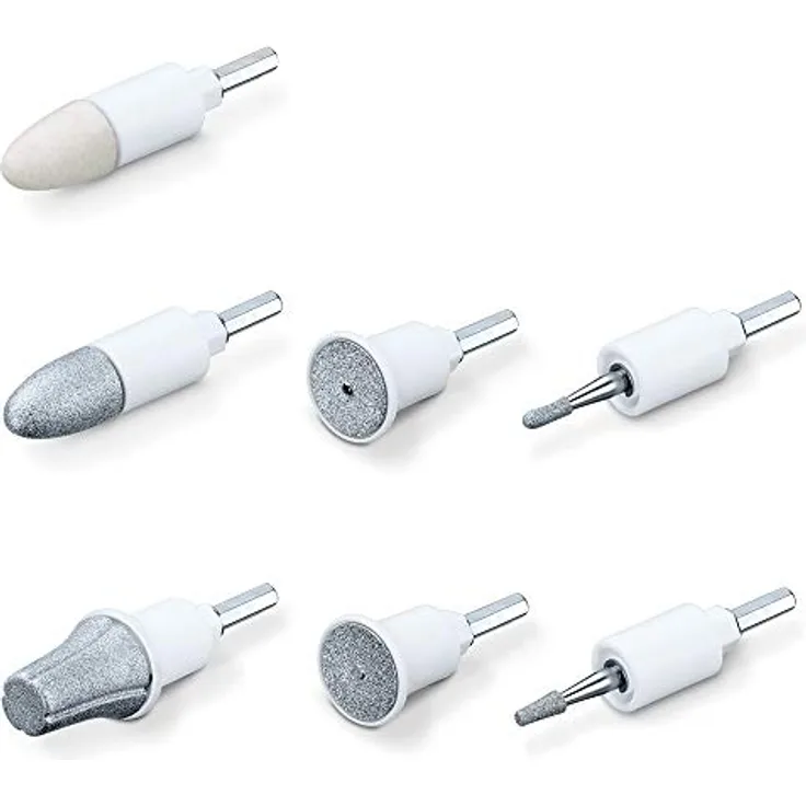 Beurer MP 44 Nachkaufset für das MP 44 Maniküre-/ Pediküregerät, 7 verschiedene hochwertige Schleifaufsätze aus Filz und Saphir, Hand- und Fußpflege