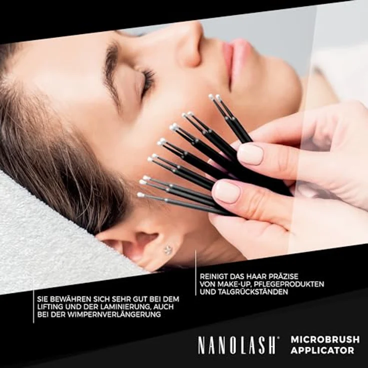 Nanolash Microbrush Aplicadores #1,5 mm, fusselfreie Wimpernpinsel für präzise Reinigung und Anwendung, 100 Stück – Bild 2