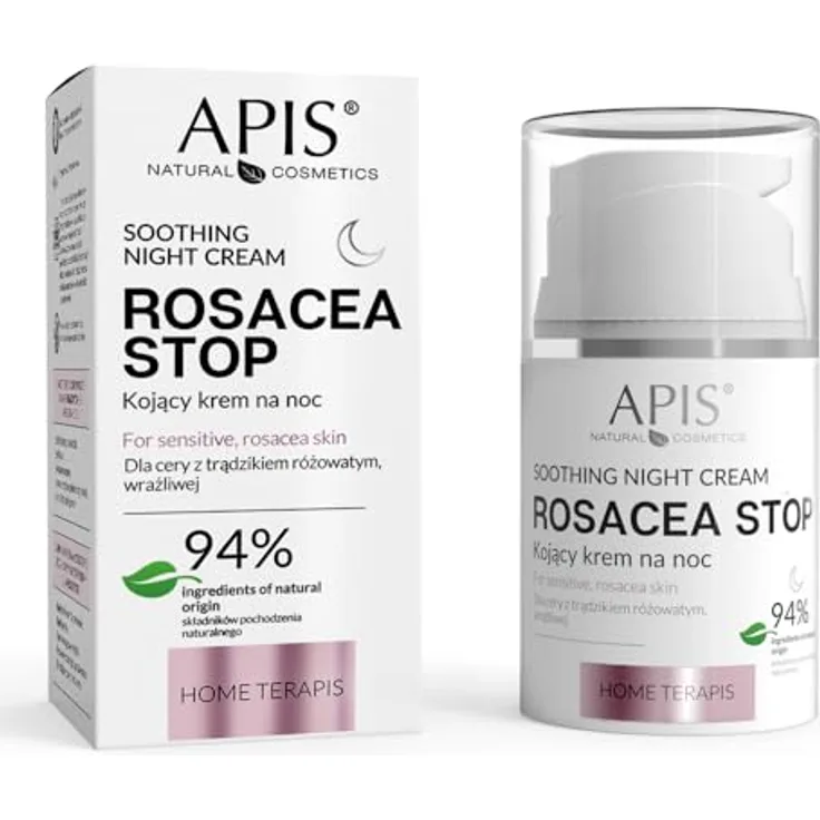 Apis Natural Cosmetics Rosacea-Stop, Beruhigende Nachtcreme für empfindliche Haut, vegan, 50 ml
