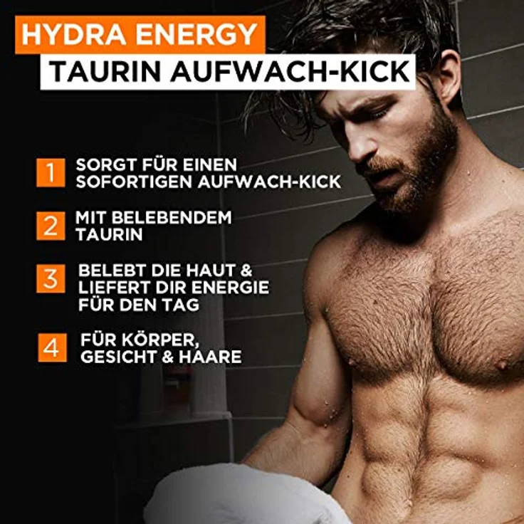 L'Oréal Men Expert Hydra Energy Taurin Duschgel Minz-Extrakt belebt und regeneriert die Haut Gesicht Körper und Haare sanft ohne auszutrocknen 300 ml – Bild 2