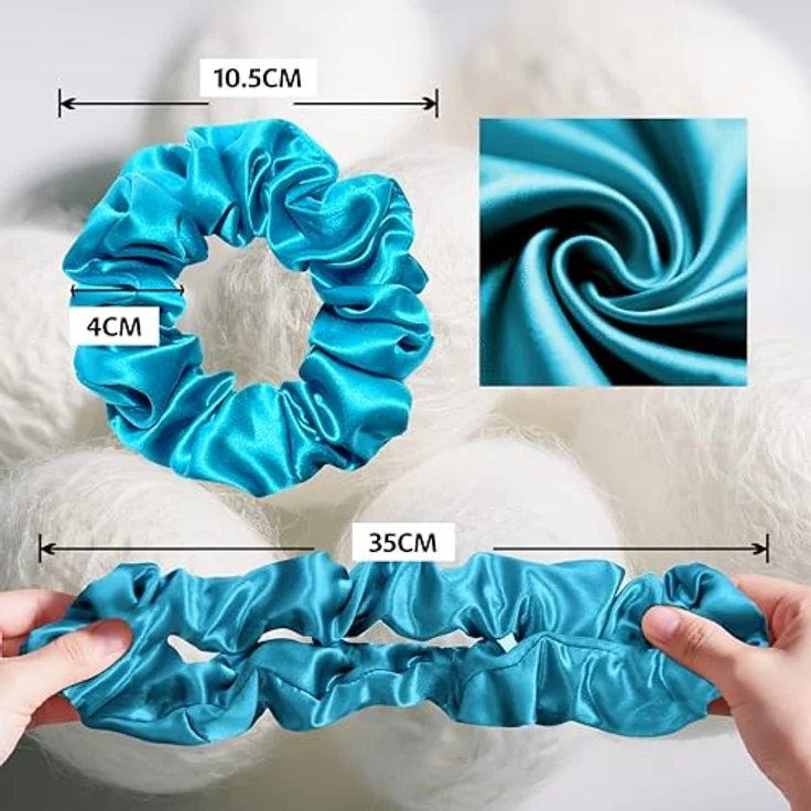 townssilk Seiden Scrunchie 2er-Set, 100% Maulbeerseide 6A/22 Momme, haarschonend und elastisch ohne Abdrücke, Lavender & Bahama Blue – Bild 4