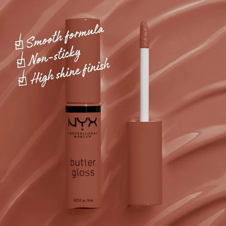 NYX Professional Makeup Butter Lip Gloss, hochpigmentiertes Lipgloss mit buttrig weicher Textur, 8 ml, zartes Rosé – Bild 2