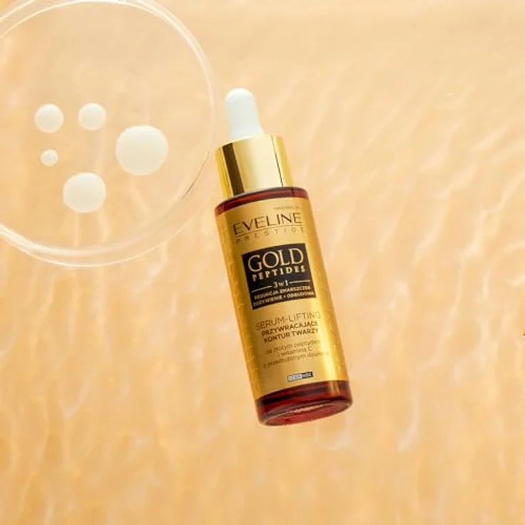 Eveline Cosmetics Gold Peptides Serum, Hautstraffendes Anti-Aging Gesichtsserum - 30ml – Bild 2