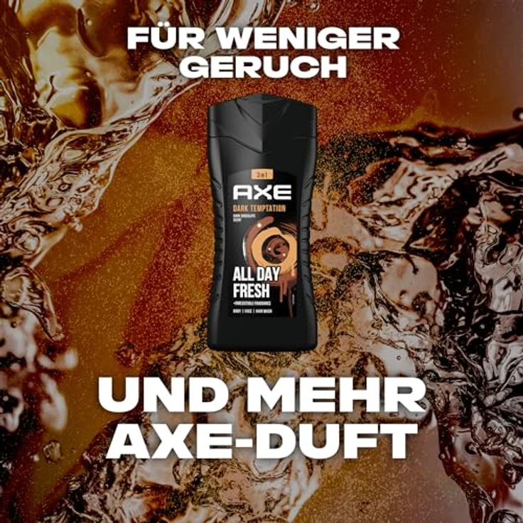 Axe 3-in-1 Duschgel & Shampoo Dark Temptation für ganztägige Frische, unwiderstehlichen Duft und eine angenehme Dusche dermatologisch getestet 250 ml – Bild 5