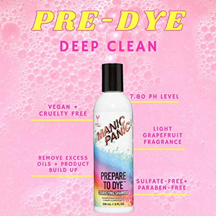 Manic Panic Prepare To Dye Clarifying Shampoo, Vegan & Cruelty Free, 236ml - Für optimale Farbvorbereitung, entfernt Öle, UV-Schutz, mit Ginseng- und Rosmarinextrakt – Bild 3