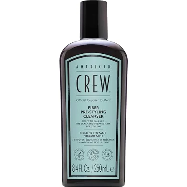 AMERICAN CREW Fiber Pre-Styling Shampoo, 250 ml, stärkendes veganes Männershampoo für geschädigtes Haar, mattes Finish & gesunde Haarpflege – Bild 1