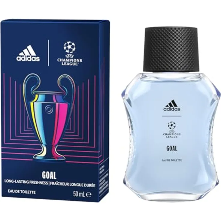 adidas UEFA Champions League Goal Edition Eau de Toilette, langanhaltend frischer, grüner Fougère Duft mit natürlichen ätherischen Ölen für Männer, 50ml