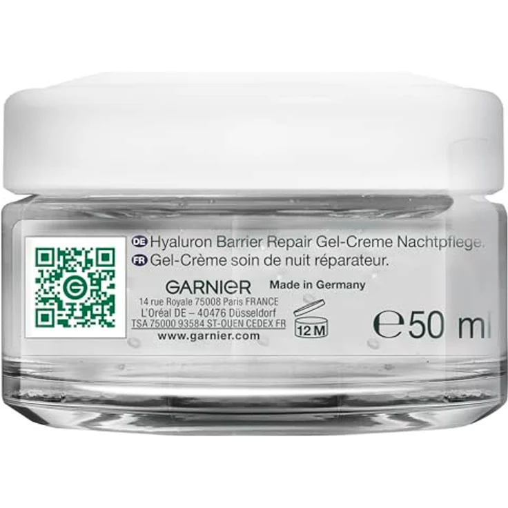 Garnier Hyaluron Barrier Repair Gel-Creme Nachtpflege, 50 ml, intensive Feuchtigkeit für empfindliche Haut, mit Glycerin, Hyaluronsäure und Arganöl – Bild 3