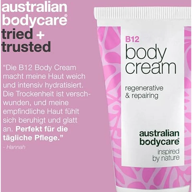Australian Bodycare Vitamin B12 Body Cream, feuchtigkeitsspendende Pflege für trockene & empfindliche Haut mit Ectoin & Allantoin – Bild 5