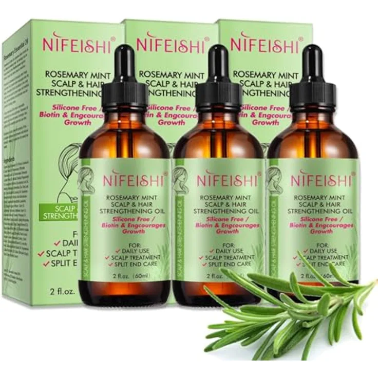 P-Beauty Rosmarinöl Ätherisches Öl 3x60ml, Bio Vegan für Haarwachstum, Hautpflege, Wimpern & Augenbrauen Booster, Anti Haarausfall, Rosmarinus Officinalis