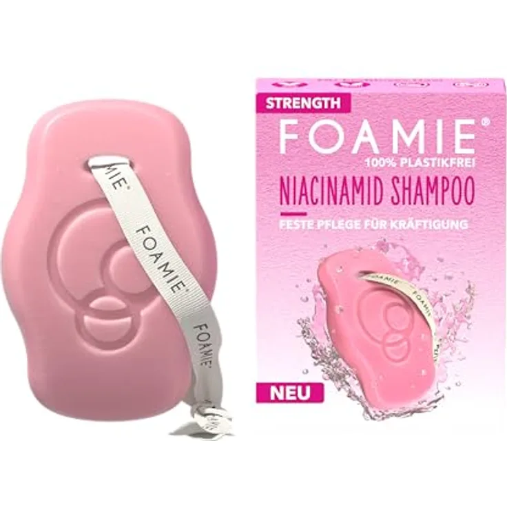 Foamie Festes Shampoo STRENGTH mit Niacinamid, Volumen Shampoo für feines Haar, Reisextrakte, 80g