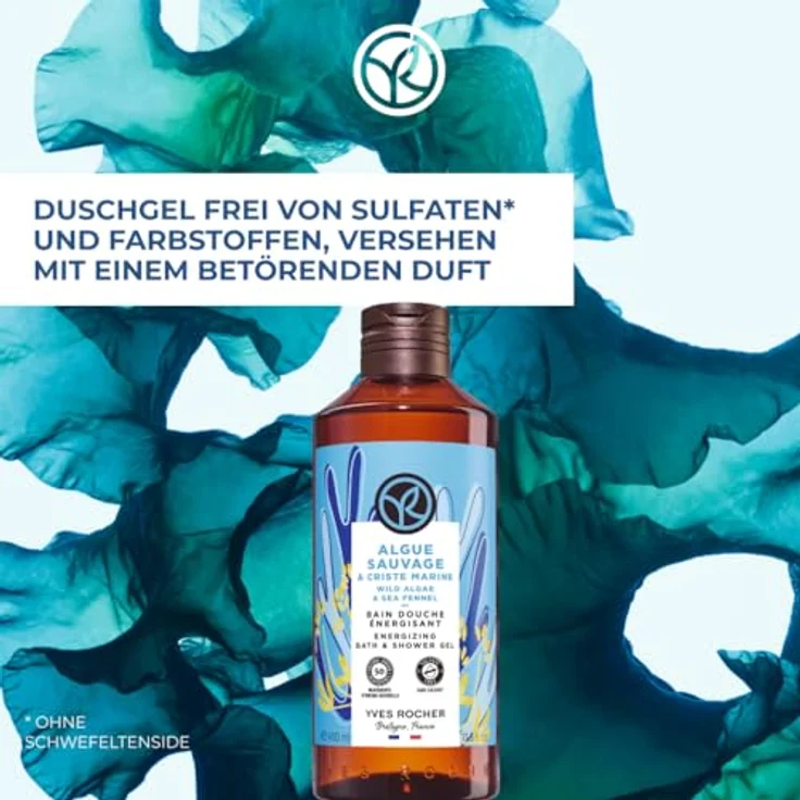 Yves Rocher BAIN DE NATURE Duschbad Algue Sauvage & Criste Marine, Bourbon-Vanille Duft, 93% natürliche Inhaltsstoffe, 400 ml – Bild 2