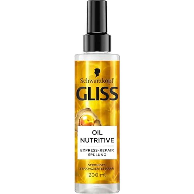 Gliss Express-Repair-Spülung Oil Nutritive (200 ml), Haarspülung mit Hitzeschutz bis 230 °C, nährt strohiges, strapaziertes Haar – Bild 1