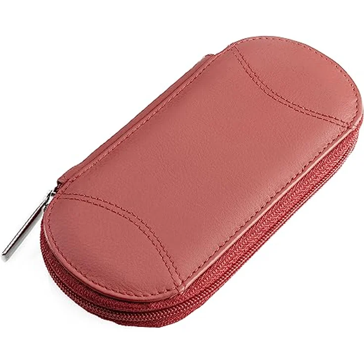 remos professional body care REMOS Nageletui leer aus echtem Leder, Maniküre-Set für 5 Instrumente, Rot/Bordeaux, ideal für Reisen – Bild 1