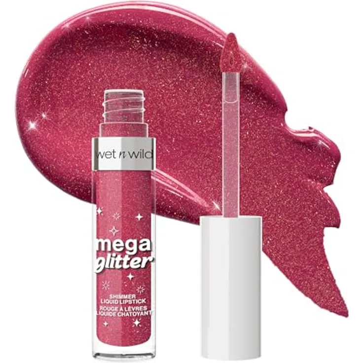 Wet n Wild Mega Glitter Matter, Flüssig-Lippenstift mit Glitzerteilchen, Farbton Pink Future, 2.8 ml, mattes Finish, hochpigmentiert, vegan
