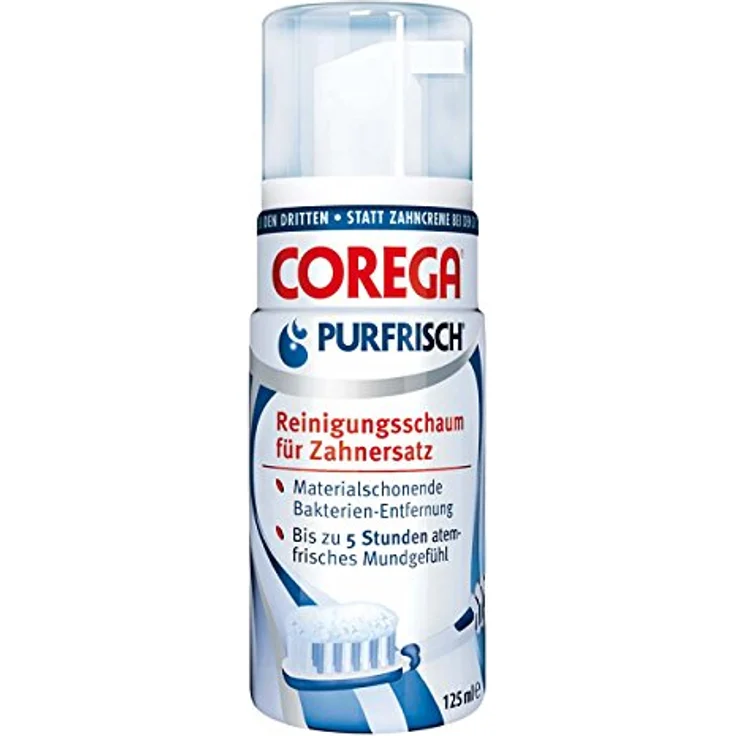 Corega Purfrisch Reinigungsschaum 125 ml Zahnreinigungsschaum Antibakteriell – Bild 2