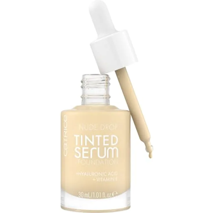 Catrice Nude Drop Tinted Serum Foundation, Nr. 002N, Nude, langanhaltend, mattierend, natürlich, für sensible Haut, vegan, ölfrei, ohne Parfüm, ohne Alkohol, 1er Pack (30ml)