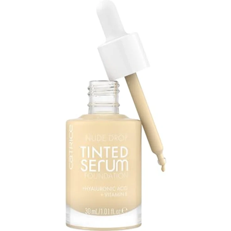 Catrice Nude Drop Tinted Serum Foundation, Nr. 002N, Nude, langanhaltend, mattierend, natürlich, für sensible Haut, vegan, ölfrei, ohne Parfüm, ohne Alkohol, 1er Pack (30ml) – Bild 1