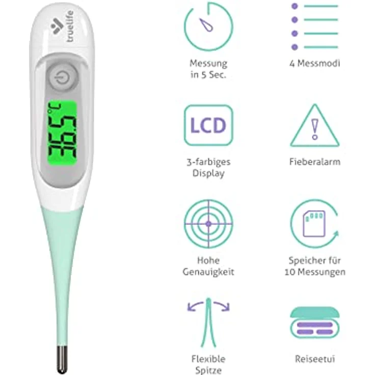 TrueLife Care T3, digitales Fieberthermometer für Babys, präzise Messungen, hygienisches Design, 1 St. – Bild 4