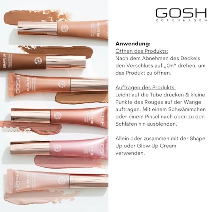 Gosh Blush Up Creme-Rouge Farbton 002 Rose, veganes Rouge mit Glitzereffekt, 14 ml – Bild 4