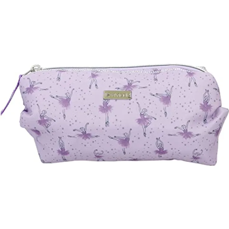 Depesche 12256 TOPModel Ballet-Kosmetiktasche in Lila mit Glitzersteinen, Beauty Case mit Innentasche, Mehrfarbig