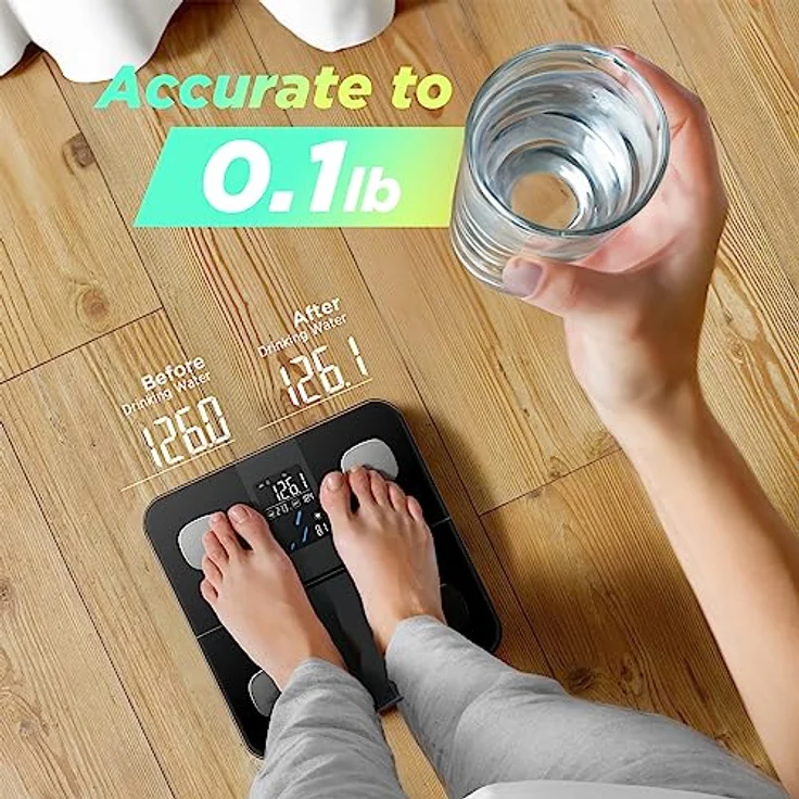 runstar RunSTAR Smart Scale, digitale Personenwaage mit hoher Genauigkeit für Körpergewicht und Fettanteil, 15 Körperzusammensetzungsmetriken, max. 180 kg, FSA HSA zugelassen, großes VA-Display – Bild 3