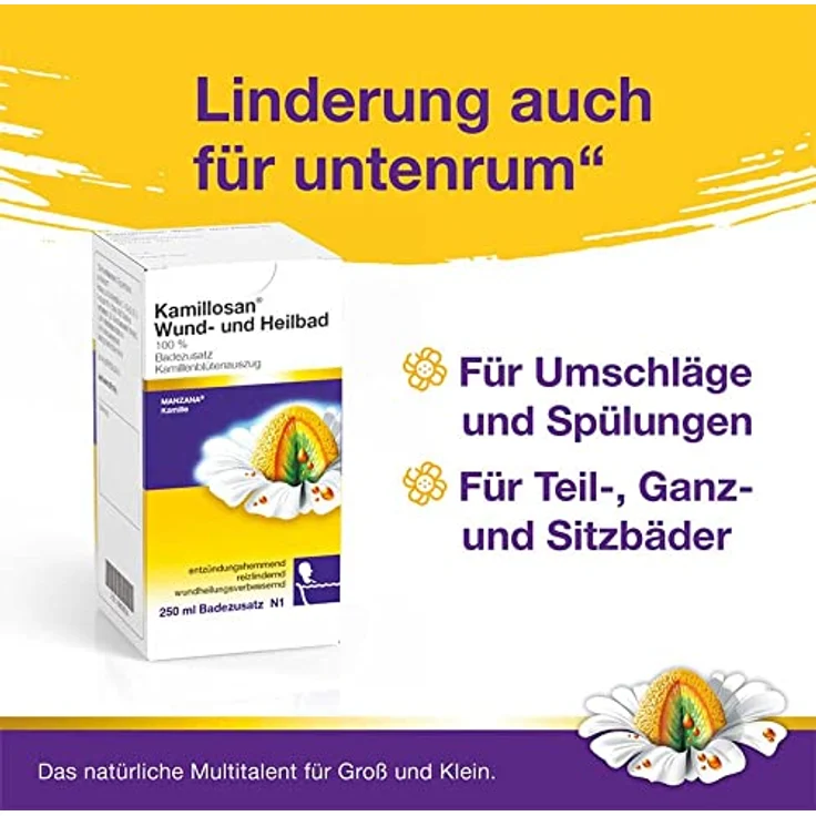 Kamillosan Wund- und Heilbad, 250ml, beruhigende Badezusätze für die Hautpflege – Bild 2