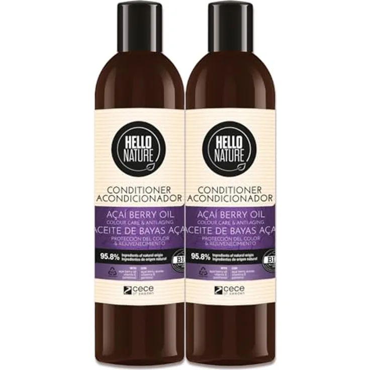 P-Beauty Naturkosmetik Conditioner mit Acai Beere, Haarspülung für Farbschutz und Regeneration, 2x 300ml