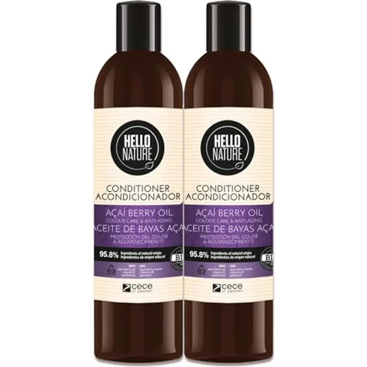 P-Beauty Naturkosmetik Conditioner mit Acai Beere, Haarspülung für Farbschutz und Regeneration, 2x 300ml – Bild 1