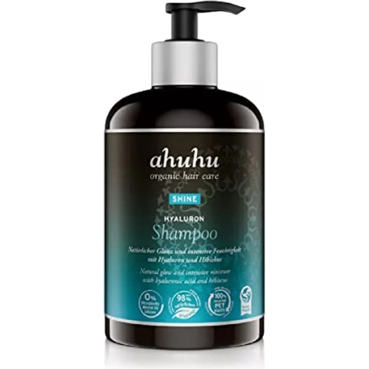ahuhu organic hair care Shine Hyaluron Shampoo, Conditioner je 500ml, Haarclips – Bild 1