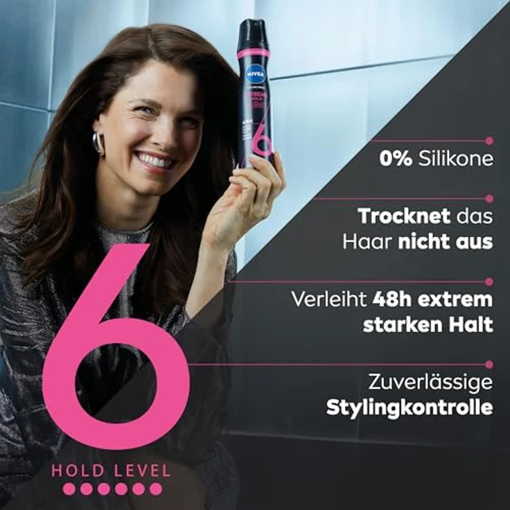 NIVEA Extreme Hold Styling Spray, stärkendes Haarspray mit Panthenol & Vitamin B3, zuverlässiger Haarlack für Stylings mit bis zu 48h Halt, veganes Pflegespray (250 ml) – Bild 3