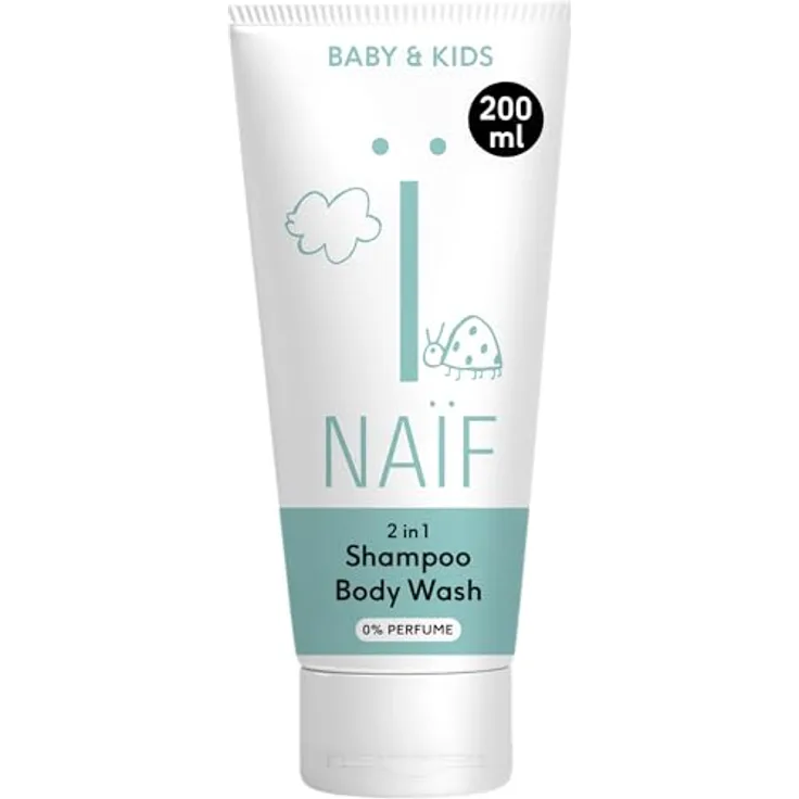 Naïf 2 in 1 Shampoo & Duschgel - Parfümfrei - Ohne SLES, Mikroplastik oder Silikone - Dermatologisch getestet - 200ml