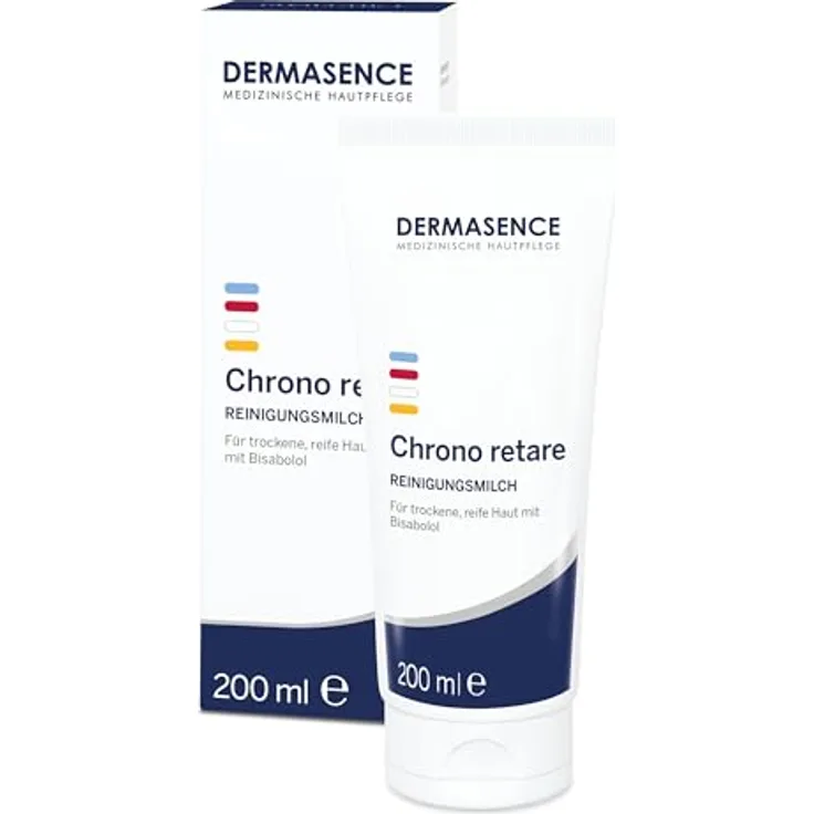DERMASENCE Chrono retare Reinigungsmilch, 200 ml - Milde, rückfettende Gesichtsreinigung für die feuchtigkeitsarme Haut - ideal zur Make-up-Entfernung - mit Feuchthaltesubstanzen und Bisabolol