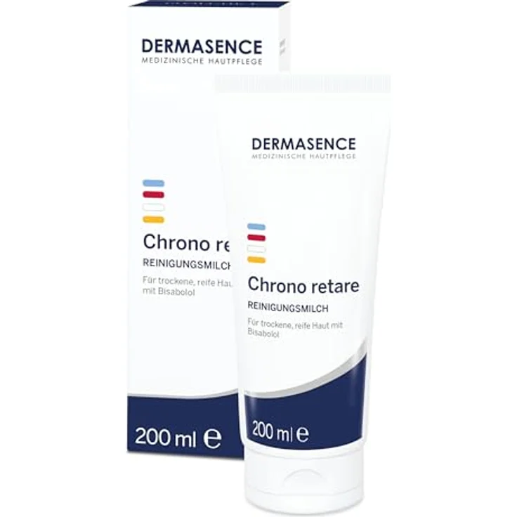 DERMASENCE Chrono retare Reinigungsmilch, 200 ml - Milde, rückfettende Gesichtsreinigung für die feuchtigkeitsarme Haut - ideal zur Make-up-Entfernung - mit Feuchthaltesubstanzen und Bisabolol – Bild 1