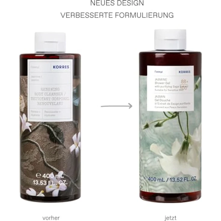 KORRES Jasmine Duschgel, 400 ml mit griechischem Salbeiextrakt und Aloe, für alle Hauttypen geeignet – Bild 2