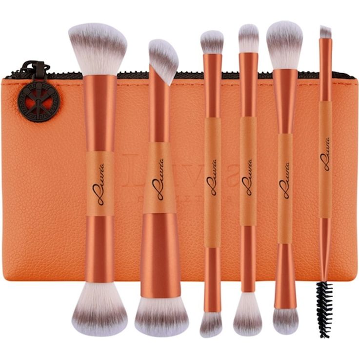 Luvia Cosmetics Gesichtspinsel Duo Voyage Sunset Crush, Concealer-Pinsel Set für Damen mit Buffer und Duo Glam Pouch